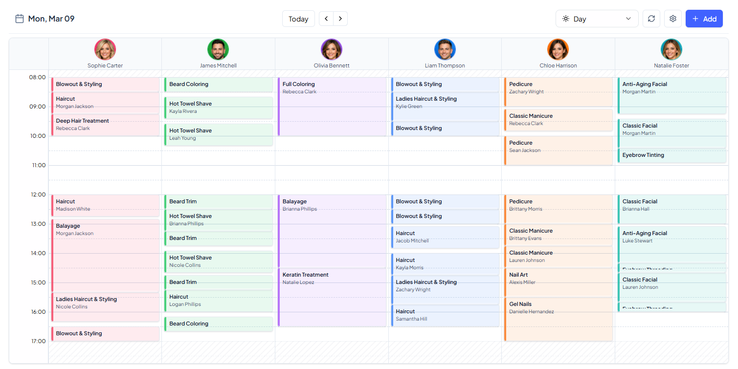Product calendar preview showing availability and bookings